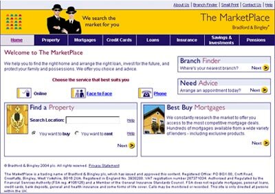 Bradford and Bingley website screenshot